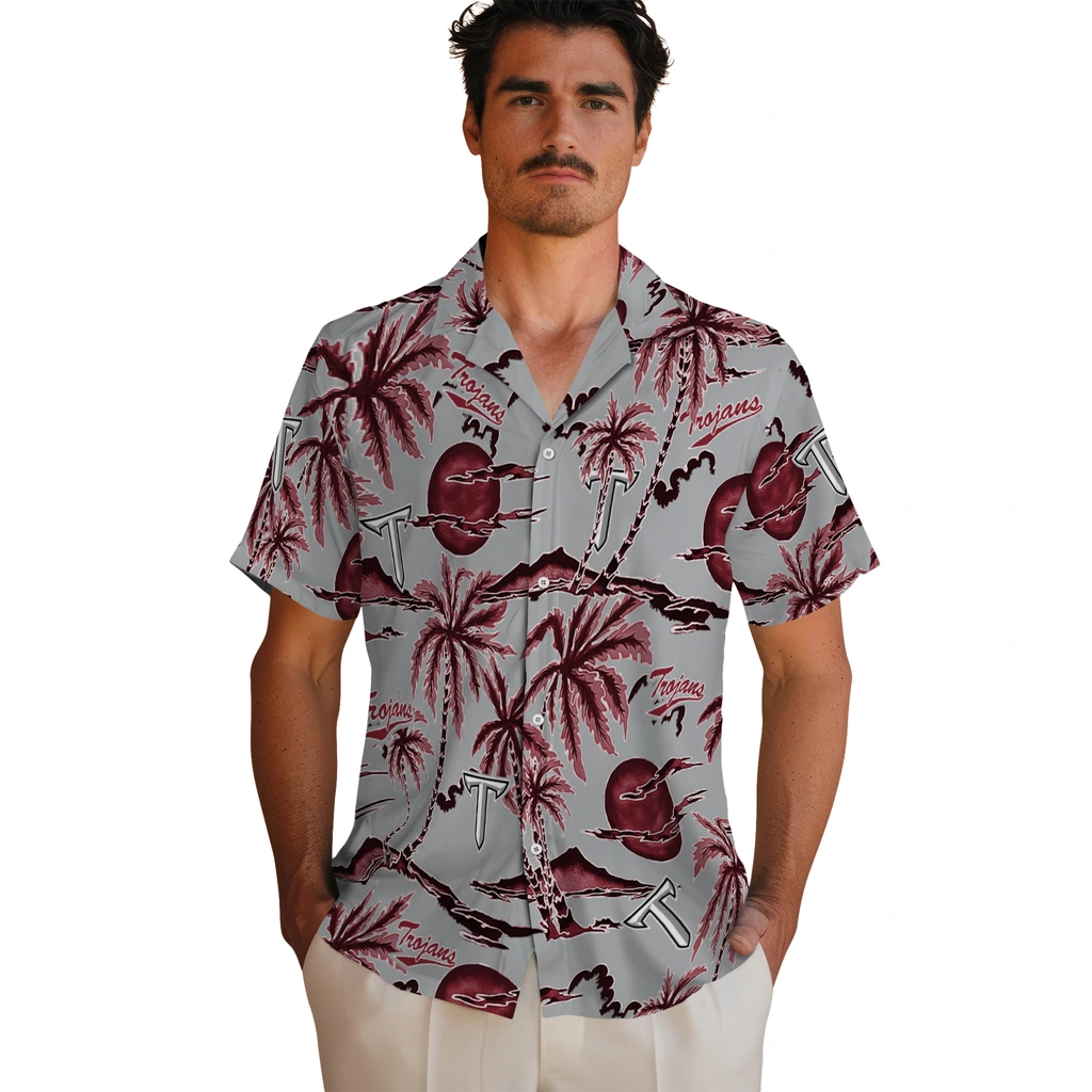 Troy Trojans Hawaiian Shirt - Palm Sunset troy trojans palm sunset hawaiian shirts fashion forward