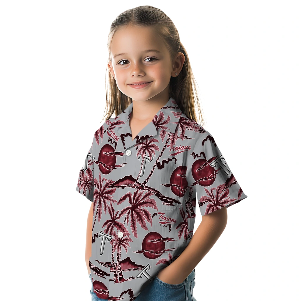 Troy Trojans Hawaiian Shirt - Palm Sunset troy trojans palm sunset hawaiian shirts premium grade
