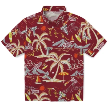 troy trojans palm tree island red hawaiian shirts best selling