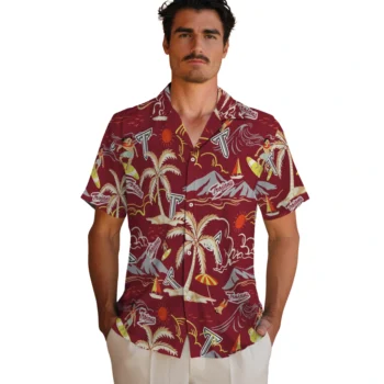 troy trojans palm tree island red hawaiian shirts fashion forward