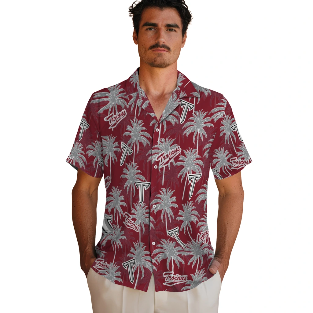 Troy Trojans Hawaiian Shirt - Palm Tree Motif troy trojans palm grove red hawaiian shirts fashion forward