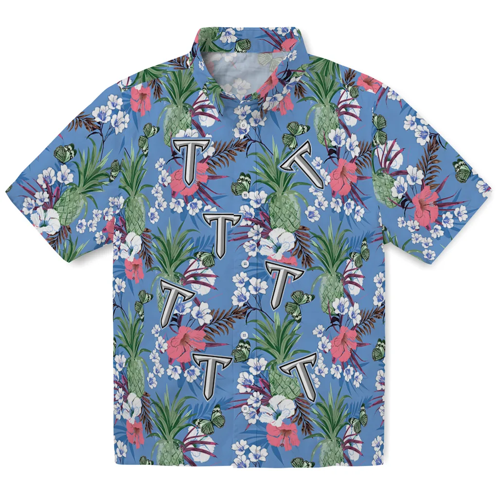 Troy Trojans Hawaiian Shirt - Pineapple Bouquet troy trojans pineapple bouquet best sky blue hawaiian shirts best selling