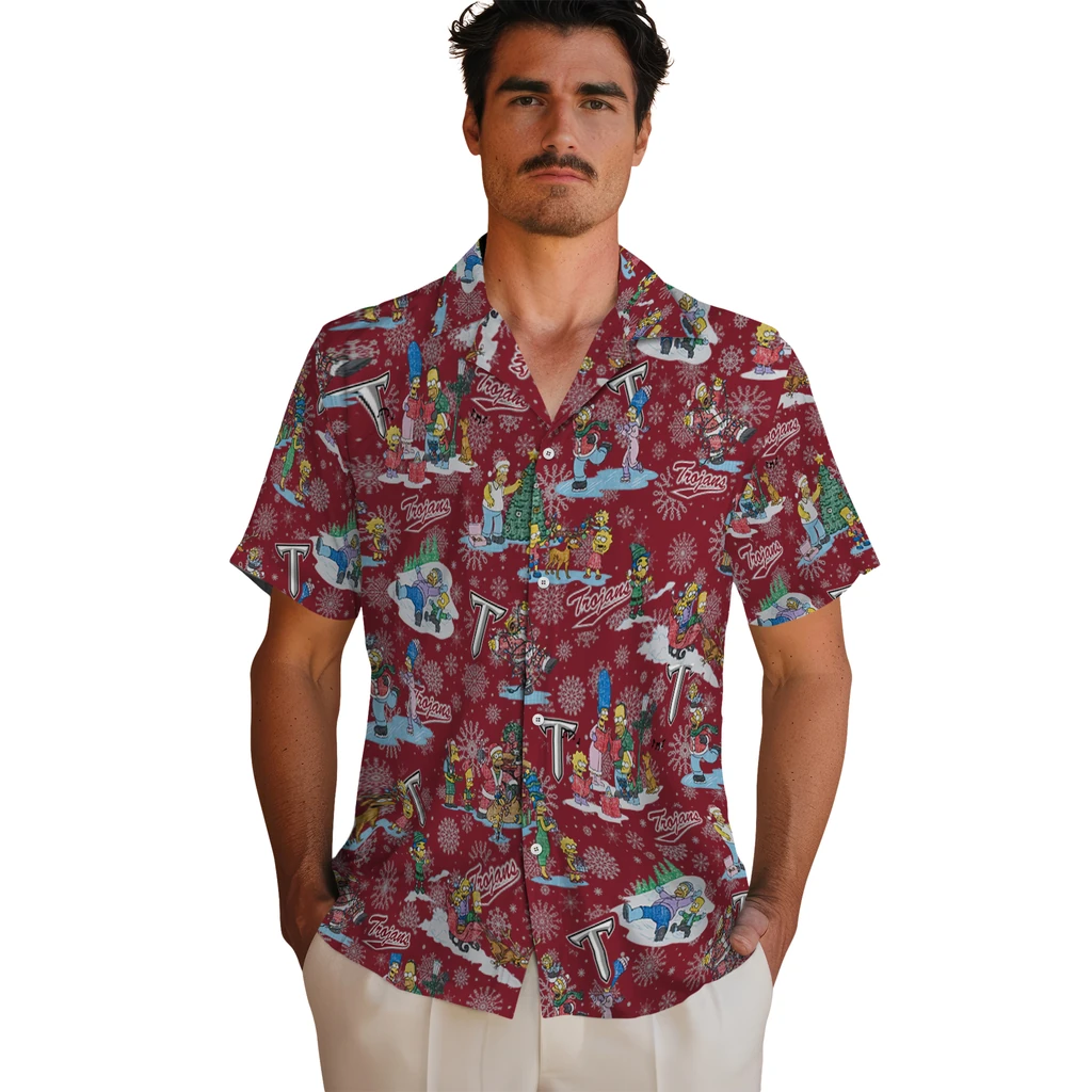 Troy Trojans Hawaiian Shirt - Simpsons Christmas troy trojans simpsons christmas red hawaiian shirts fashion forward