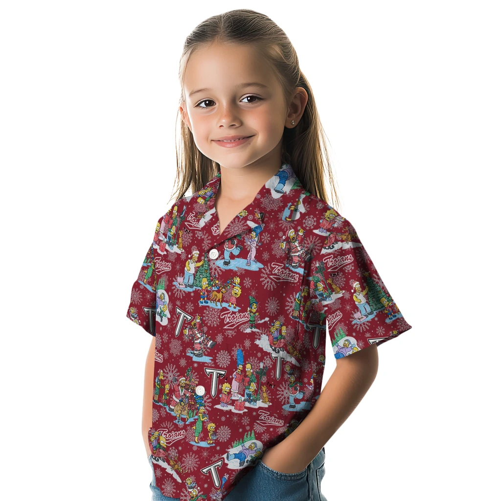 Troy Trojans Hawaiian Shirt - Simpsons Christmas troy trojans simpsons christmas red hawaiian shirts premium grade