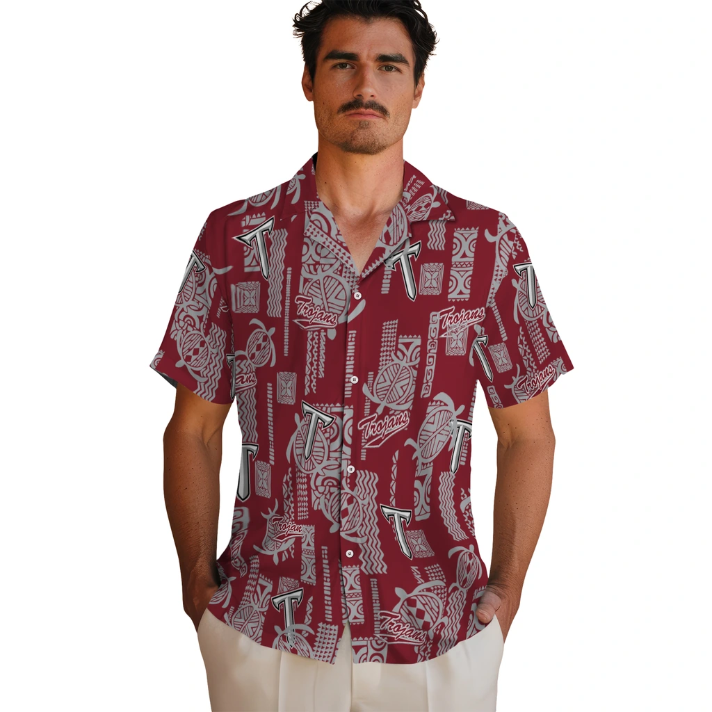 Troy Trojans Hawaiian Shirt - Turtle Lines troy trojans turtle lines red hawaiian shirts fashion forward