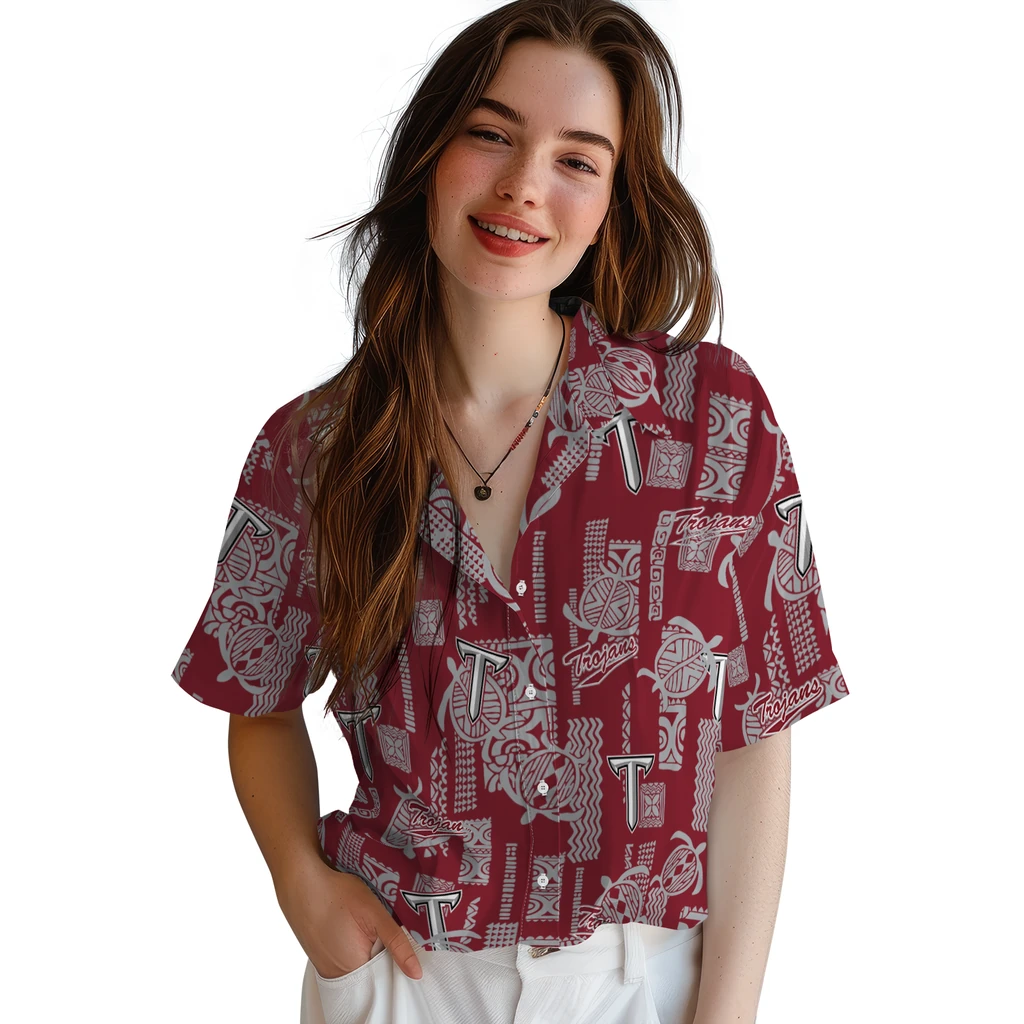 Troy Trojans Hawaiian Shirt - Turtle Lines troy trojans turtle lines red hawaiian shirts latest model