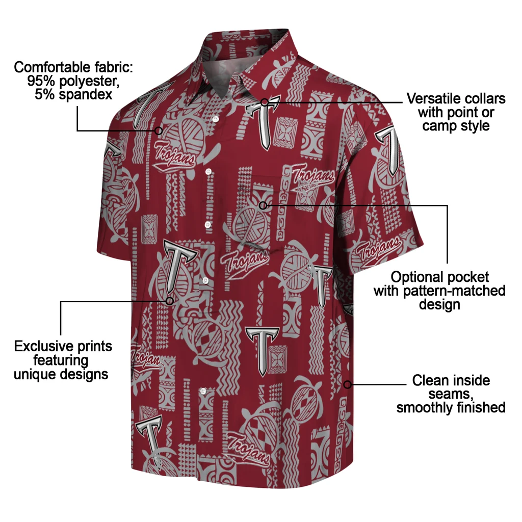 Troy Trojans Hawaiian Shirt - Turtle Lines troy trojans turtle lines red hawaiian shirts new arrival