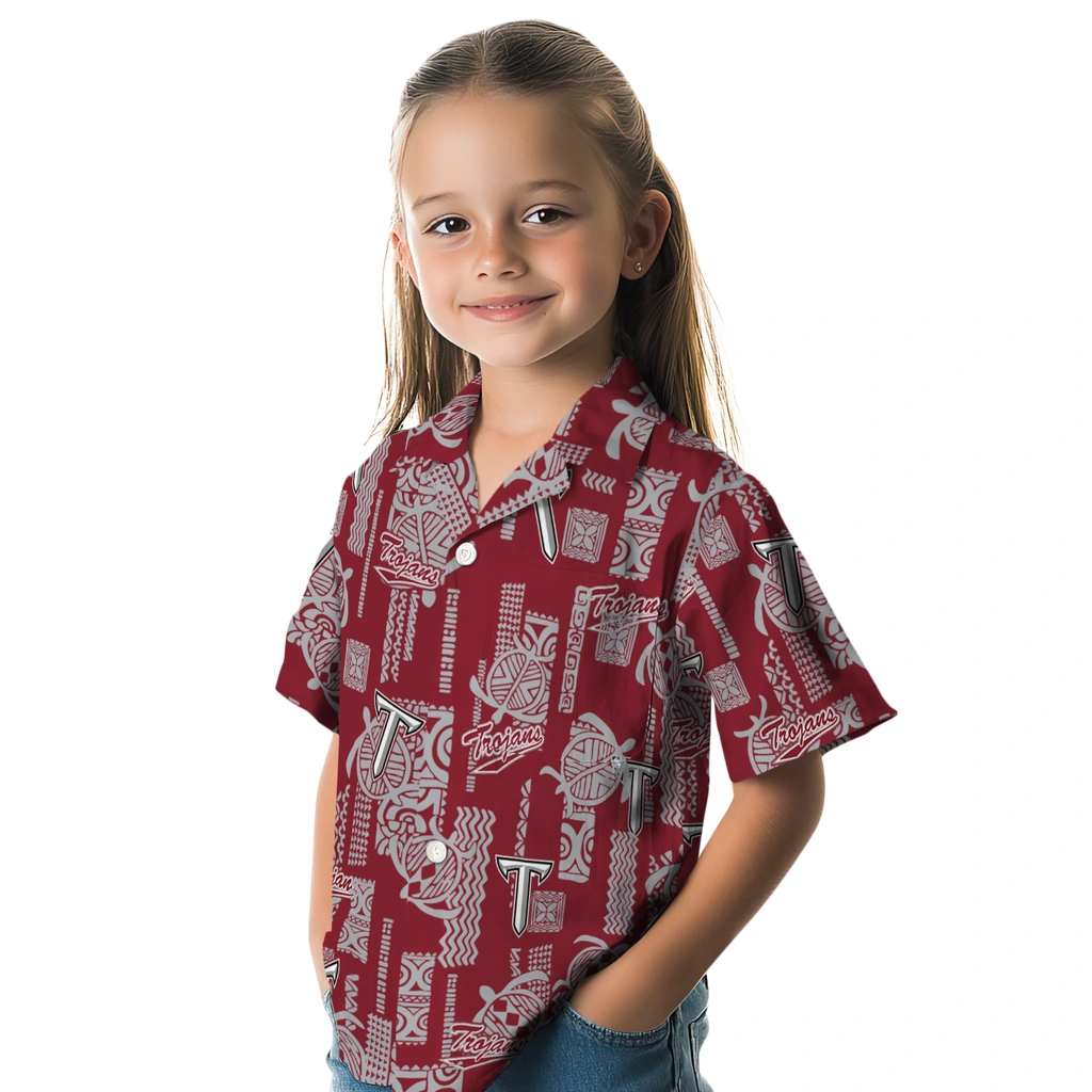 Troy Trojans Hawaiian Shirt - Turtle Lines troy trojans turtle lines red hawaiian shirts premium grade