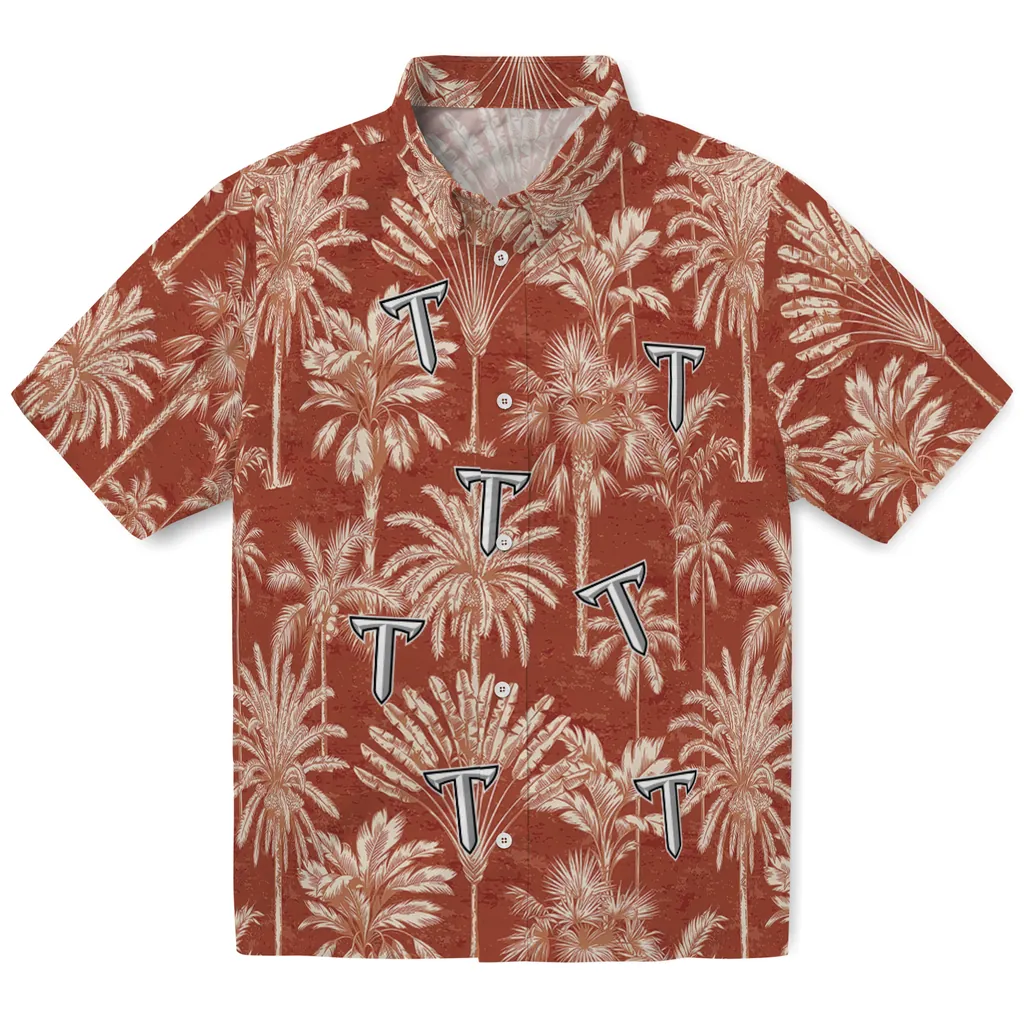 Troy Trojans Hawaiian Shirt - Vintage Palm Tree troy trojans palm shadows red hawaiian shirts best selling