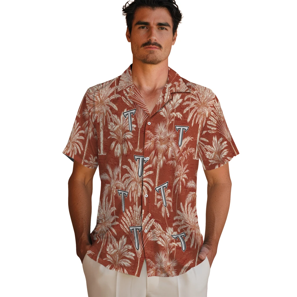 Troy Trojans Hawaiian Shirt - Vintage Palm Tree troy trojans palm shadows red hawaiian shirts fashion forward