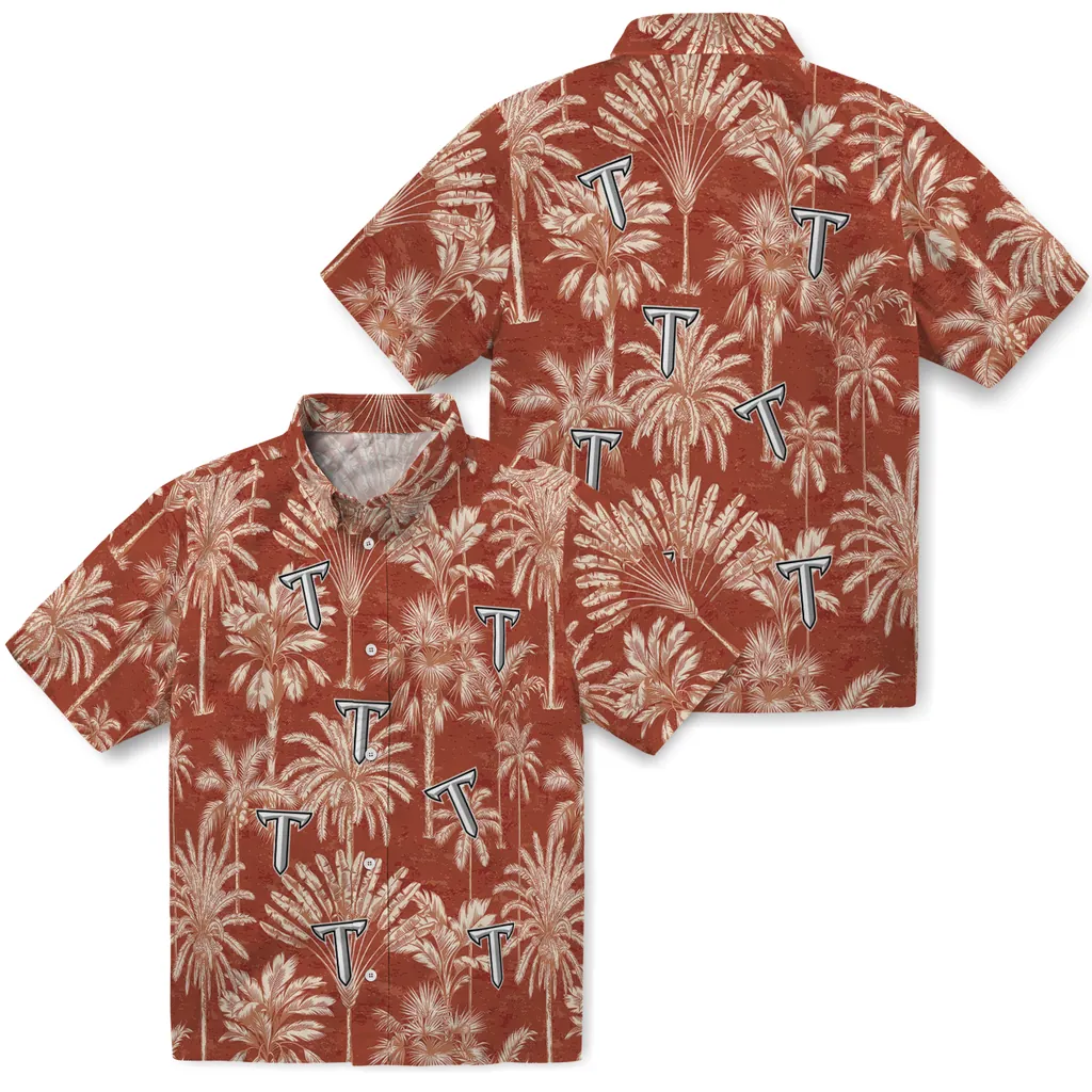 Troy Trojans Hawaiian Shirt - Vintage Palm Tree troy trojans palm shadows red hawaiian shirts high quality