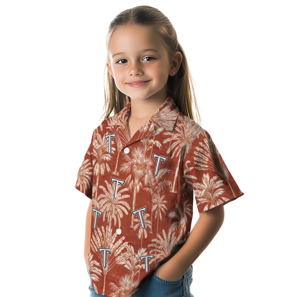 Troy Trojans Hawaiian Shirt - Vintage Palm Tree troy trojans palm shadows red hawaiian shirts premium grade
