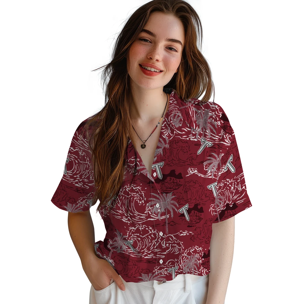 Troy Trojans Hawaiian Shirt - Wave Palm troy trojans wave palm red hawaiian shirts latest model