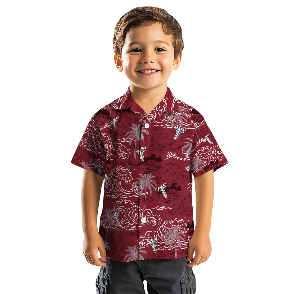 Troy Trojans Hawaiian Shirt - Wave Palm troy trojans wave palm red hawaiian shirts top rated