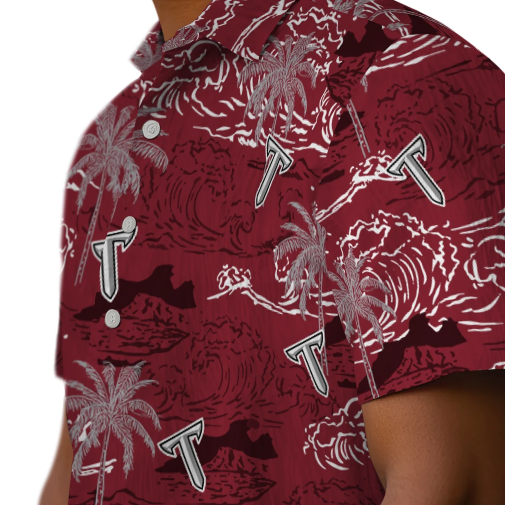 Troy Trojans Hawaiian Shirt - Wave Palm troy trojans wave palm red hawaiian shirts trendy
