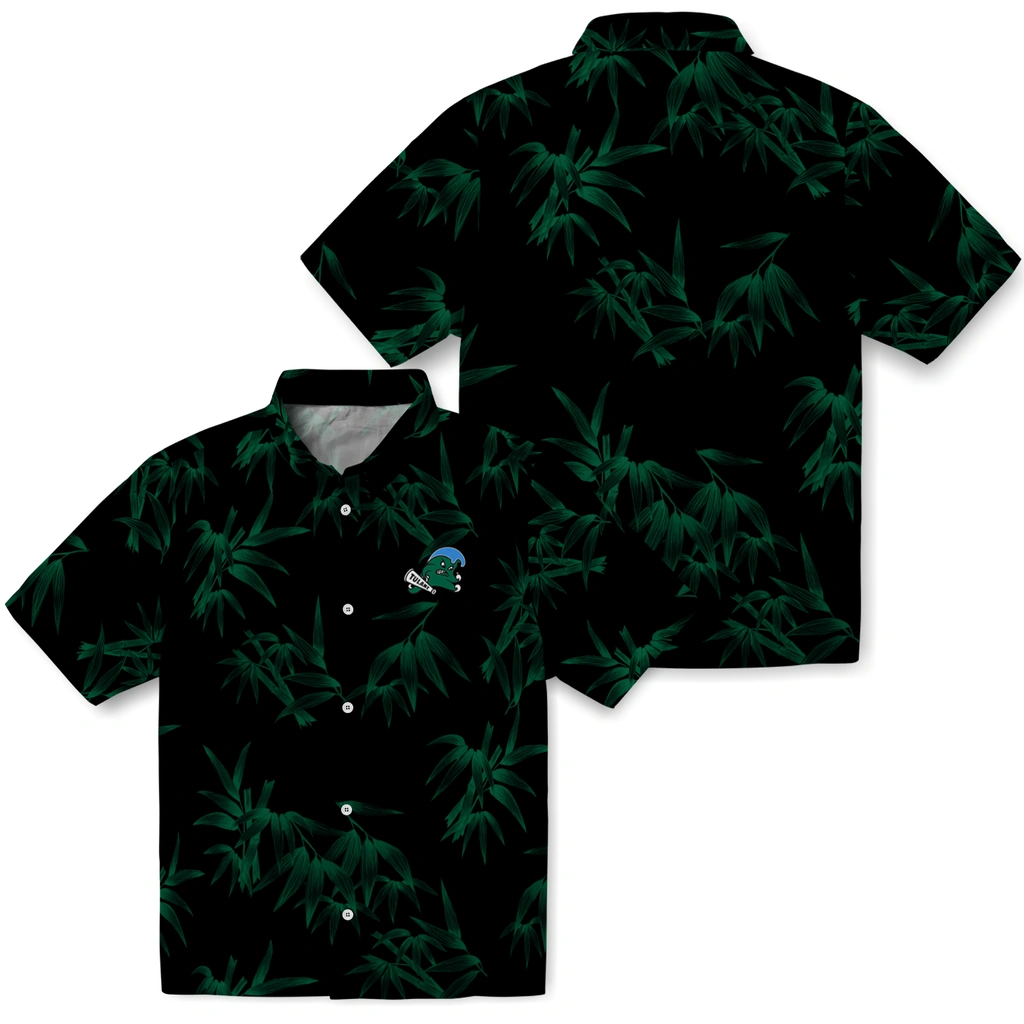 Tulane Green Wave Hawaiian Shirt - Bamboo Branches tulane green wave bamboo branches green black hawaiian shirts high quality