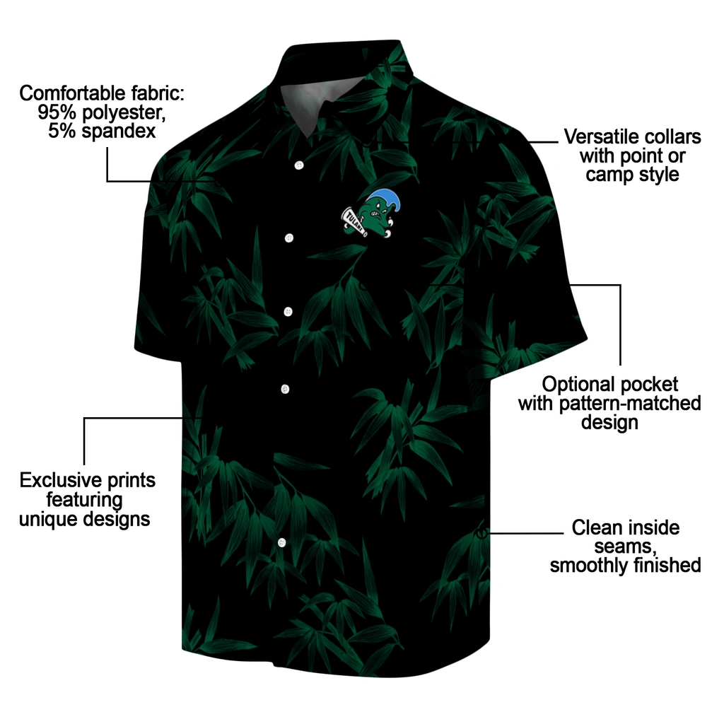 Tulane Green Wave Hawaiian Shirt - Bamboo Branches tulane green wave bamboo branches green black hawaiian shirts new arrival