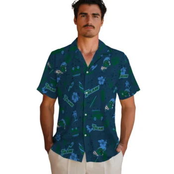 tulane green wave beach vibe navy hawaiian shirts fashion forward