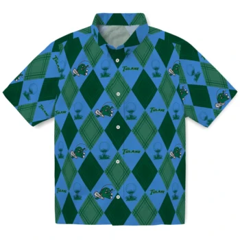 tulane green wave balloon plaid green hawaiian shirts best selling