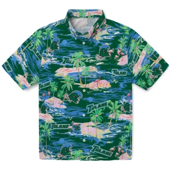 tulane green wave flamingo retreat green hawaiian shirts best selling