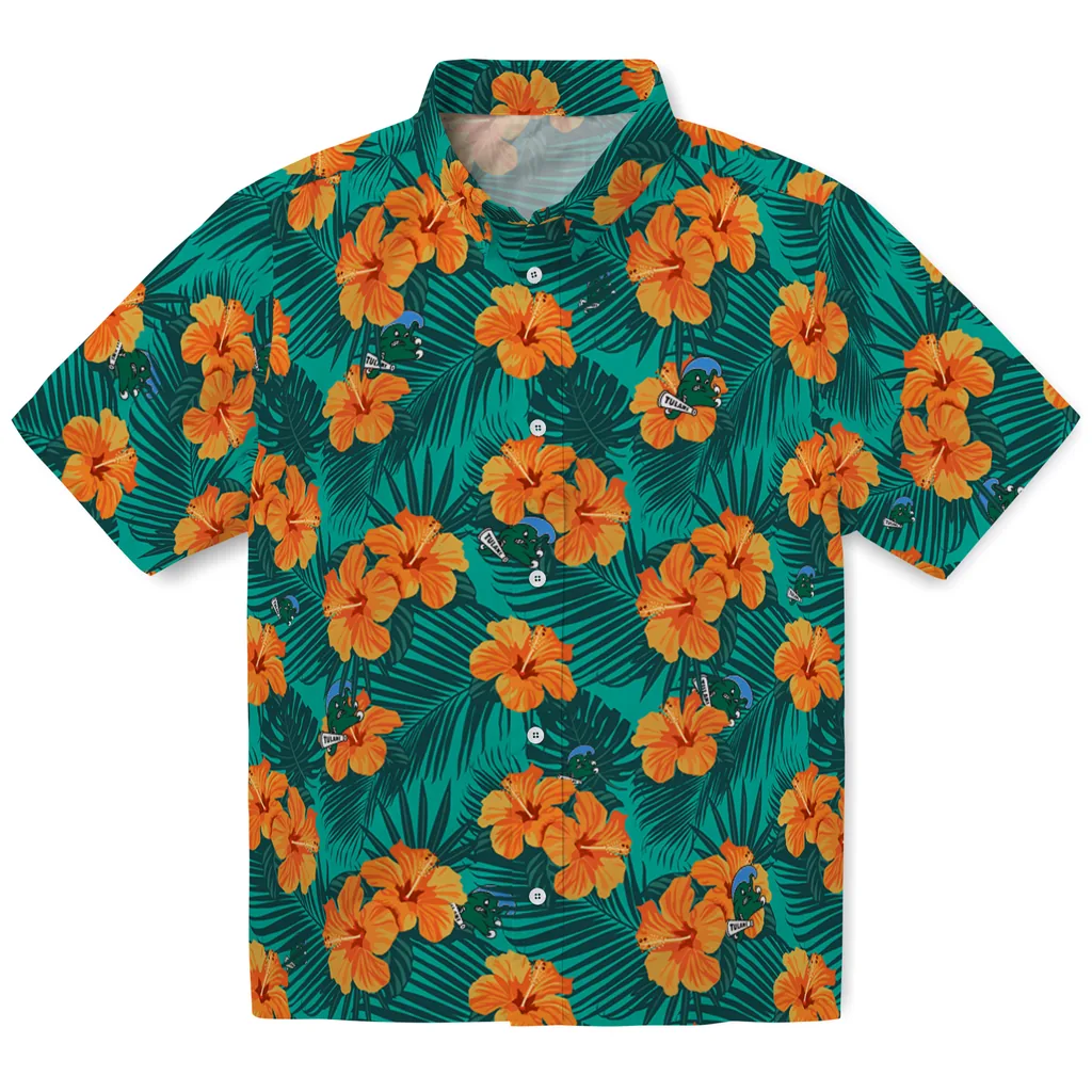 Tulane Green Wave Hawaiian Shirt - Hibiscus and Palm Leaves tulane green wave hibiscus escape green hawaiian shirts best selling