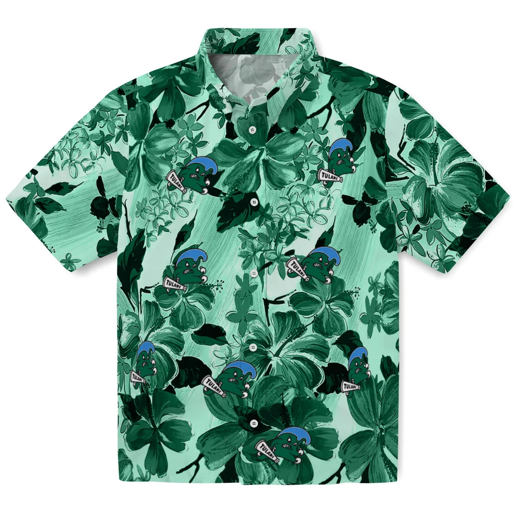 Tulane Green Wave Hawaiian Shirt - Hibiscus Arrangement tulane green wave hibiscus arrangement green hawaiian shirts best selling
