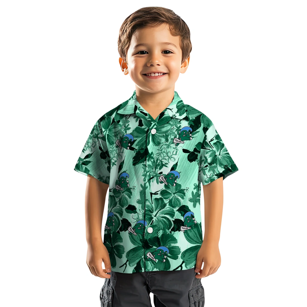 Tulane Green Wave Hawaiian Shirt - Hibiscus Arrangement tulane green wave hibiscus arrangement green hawaiian shirts top rated