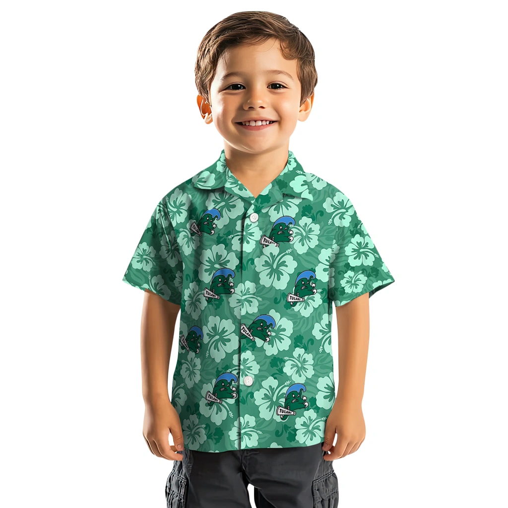 Tulane Green Wave Hawaiian Shirt - Hibiscus Cluster tulane green wave hibiscus cluster green hawaiian shirts top rated