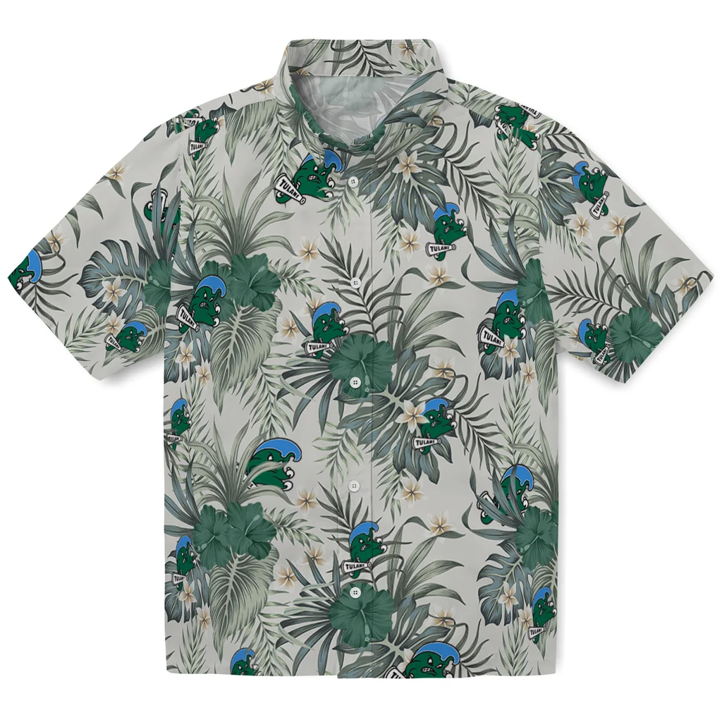Tulane Green Wave Hawaiian Shirt - Hibiscus Designs tulane green wave hibiscus designs beige hawaiian shirts best selling