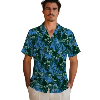 tulane green wave hibiscus exotic green hawaiian shirts fashion forward