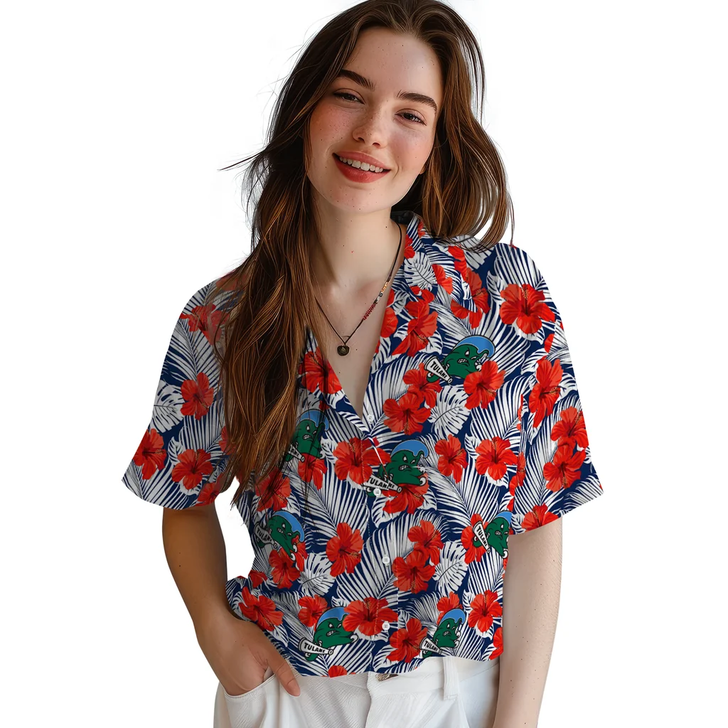Tulane Green Wave Hawaiian Shirt - Hibiscus Fiesta tulane green wave hibiscus fiesta red royal blue hawaiian shirts latest model