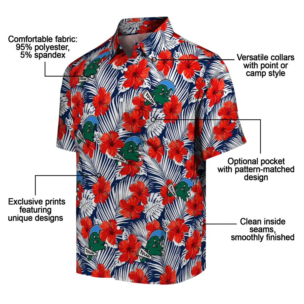 Tulane Green Wave Hawaiian Shirt - Hibiscus Fiesta tulane green wave hibiscus fiesta red royal blue hawaiian shirts new arrival