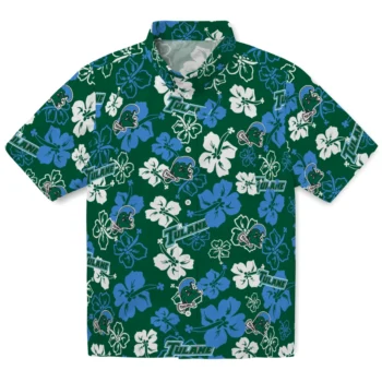 tulane green wave hibiscus bloom green hawaiian shirts best selling