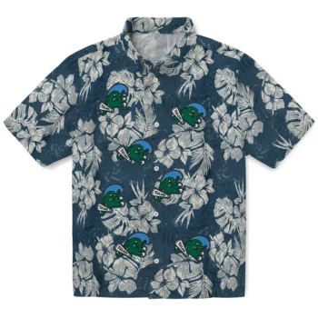 tulane green wave hibiscus flowers navy blue hawaiian shirts best selling