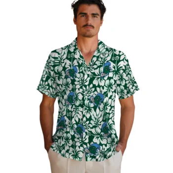 tulane green wave hibiscus motif green white hawaiian shirts fashion forward