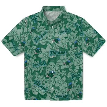 tulane green wave hibiscus oasis green hawaiian shirts best selling