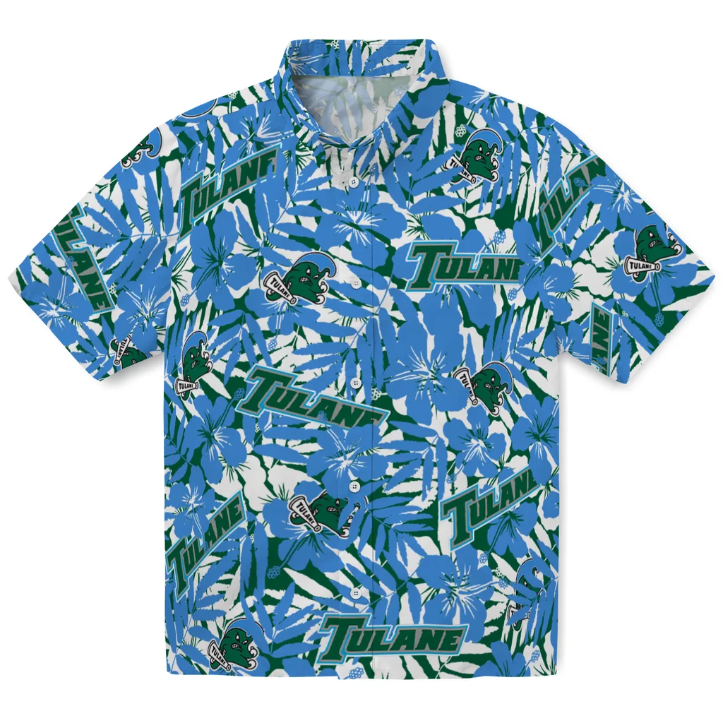 Tulane Green Wave Hawaiian Shirt - Hibiscus Overlay tulane green wave hibiscus overlay hawaiian shirts best selling