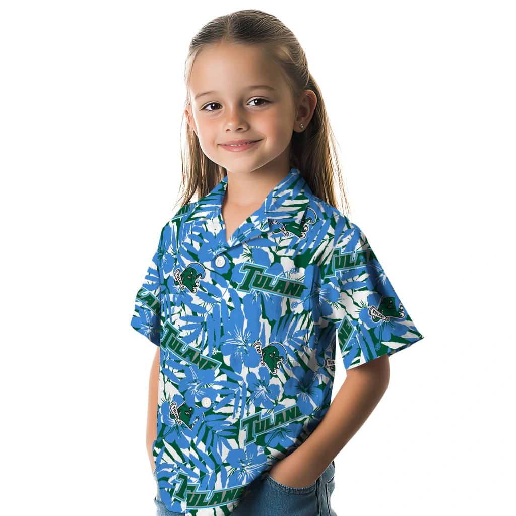 Tulane Green Wave Hawaiian Shirt - Hibiscus Overlay tulane green wave hibiscus overlay hawaiian shirts premium grade