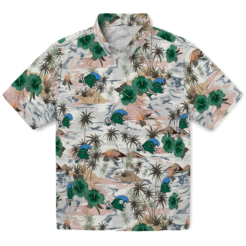 Tulane Green Wave Hawaiian Shirt - Hibiscus Seaside tulane green wave hibiscus seaside white hawaiian shirts best selling