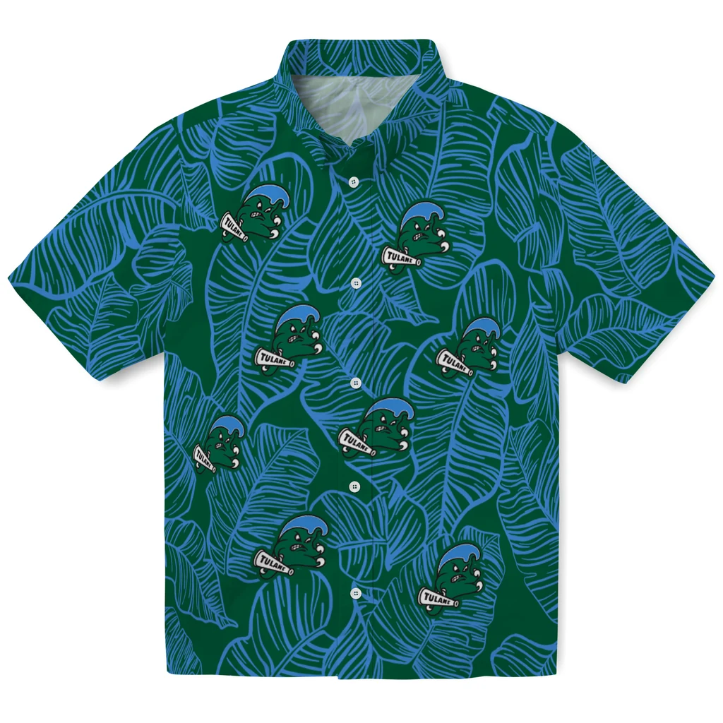 Tulane Green Wave Hawaiian Shirt - Leaf Outline tulane green wave leaf outline green hawaiian shirts best selling
