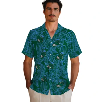 tulane green wave leaf outline green hawaiian shirts fashion forward