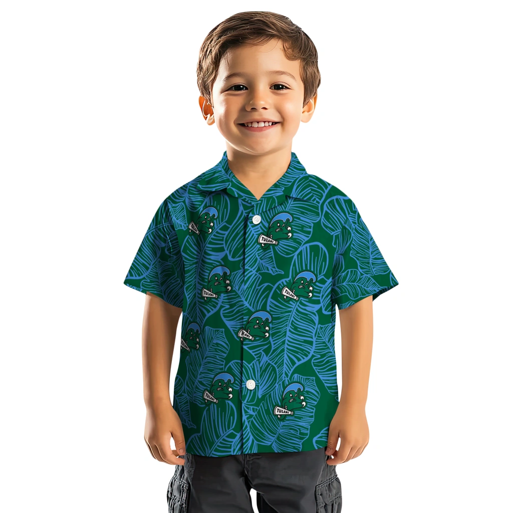 Tulane Green Wave Hawaiian Shirt - Leaf Outline tulane green wave leaf outline green hawaiian shirts top rated