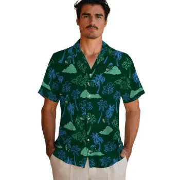tulane green wave palm and clouds green hawaiian shirts fashion forward