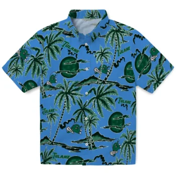 tulane green wave palm sunset hawaiian shirts best selling