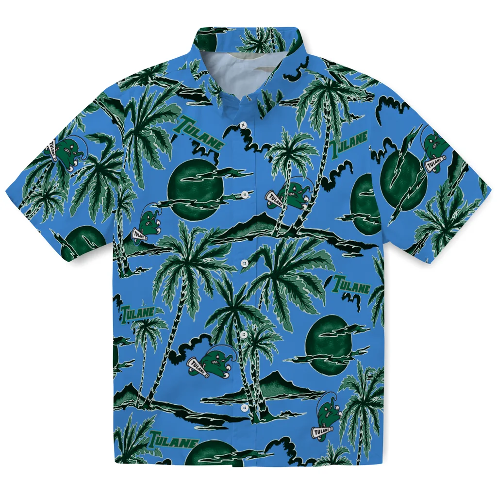 Tulane Green Wave Hawaiian Shirt - Palm Sunset tulane green wave palm sunset hawaiian shirts best selling