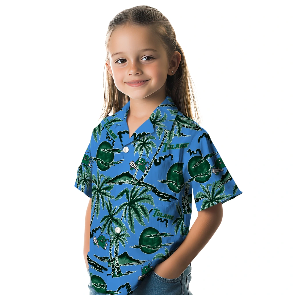 Tulane Green Wave Hawaiian Shirt - Palm Sunset tulane green wave palm sunset hawaiian shirts premium grade