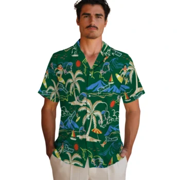 tulane green wave palm tree island green hawaiian shirts fashion forward