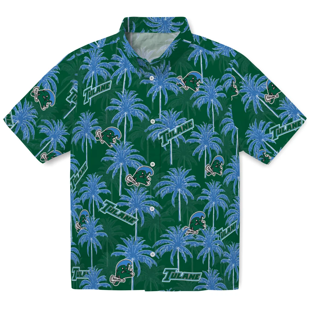 Tulane Green Wave Hawaiian Shirt - Palm Tree Motif tulane green wave palm grove green hawaiian shirts best selling