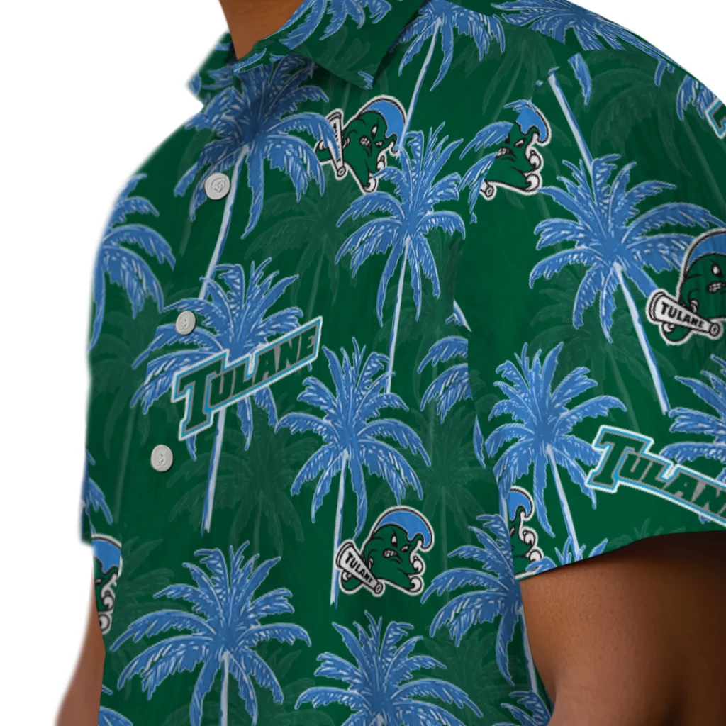 Tulane Green Wave Hawaiian Shirt - Palm Tree Motif tulane green wave palm grove green hawaiian shirts trendy