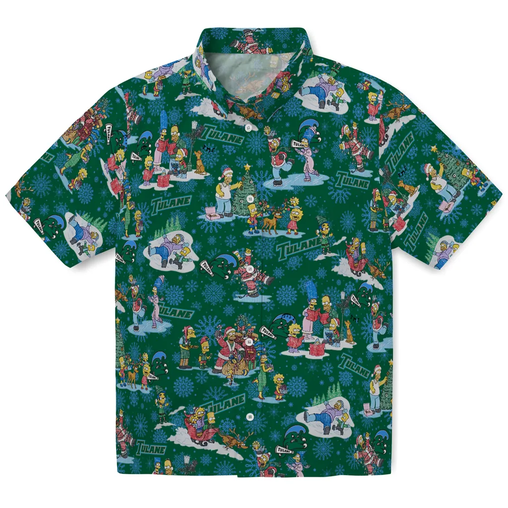 Tulane Green Wave Hawaiian Shirt - Simpsons Christmas tulane green wave simpsons christmas green hawaiian shirts best selling